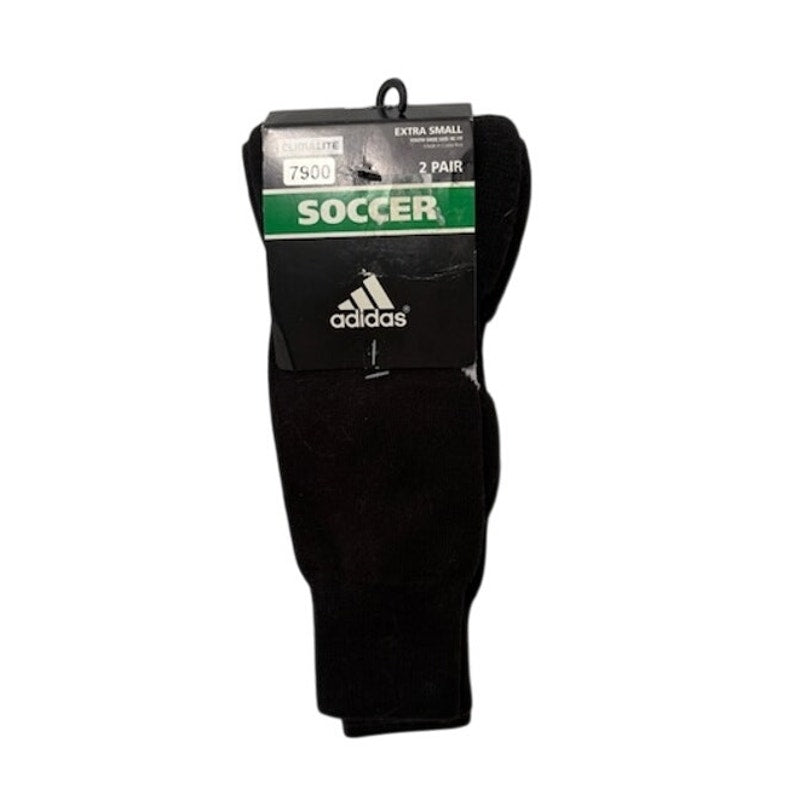 2 Pairs Adidas Climalite Soccer Socks Over The Calf Black/White Adult Sz XS