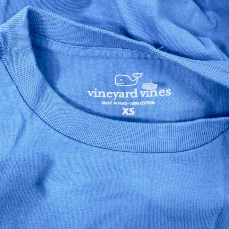 Vineyard Vines Long-Sleeve Custom Pocket Tee Shirt Cotton Blue Mens Size XS