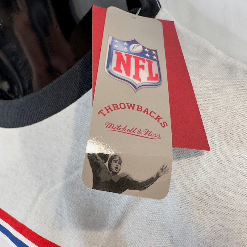 Mitchell Ness Superbowl Logo NFL First Championship Ringer Tee White Mens XL