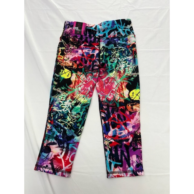 Material Girl Active Crop Leggings Graffiti Print Multicolor Womens Size XS