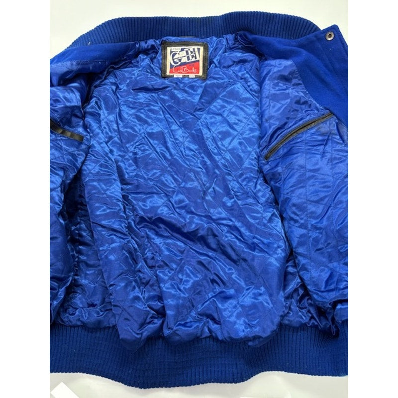 G-III Carl Banks NY Giants Leather Varsity Bomber Jacket Blue/Black Mens Size XL