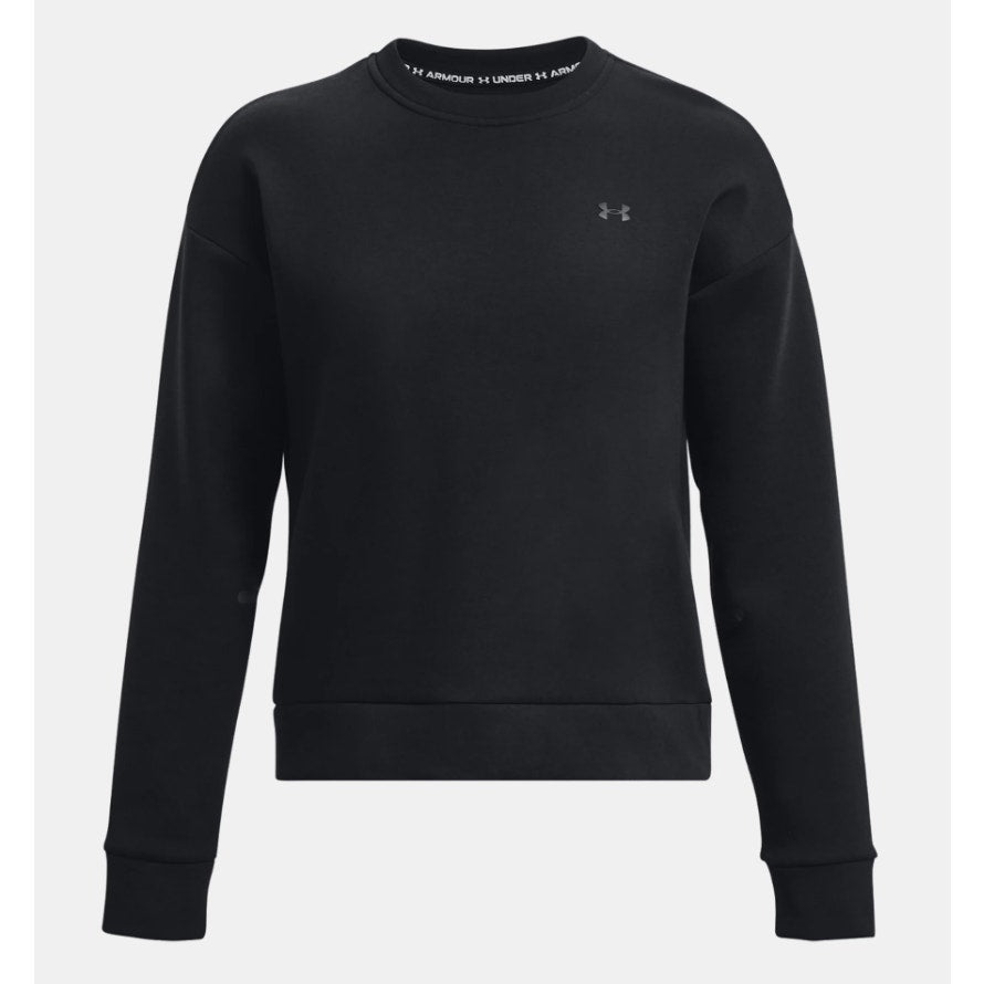Under Armour UA Unstoppable Fleece Crew Sweatshirt Loose Fit Black Womens M