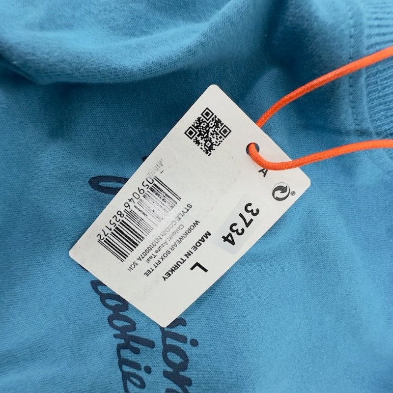 Superdry Workwear Box Fit T-Shirt Short Sleeve Graphic Tee Azure Teal Mens L