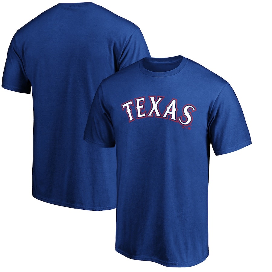 Genuine Merchandise MLB Texas Rangers Official Wordmark T-Shirt Blue Mens XL