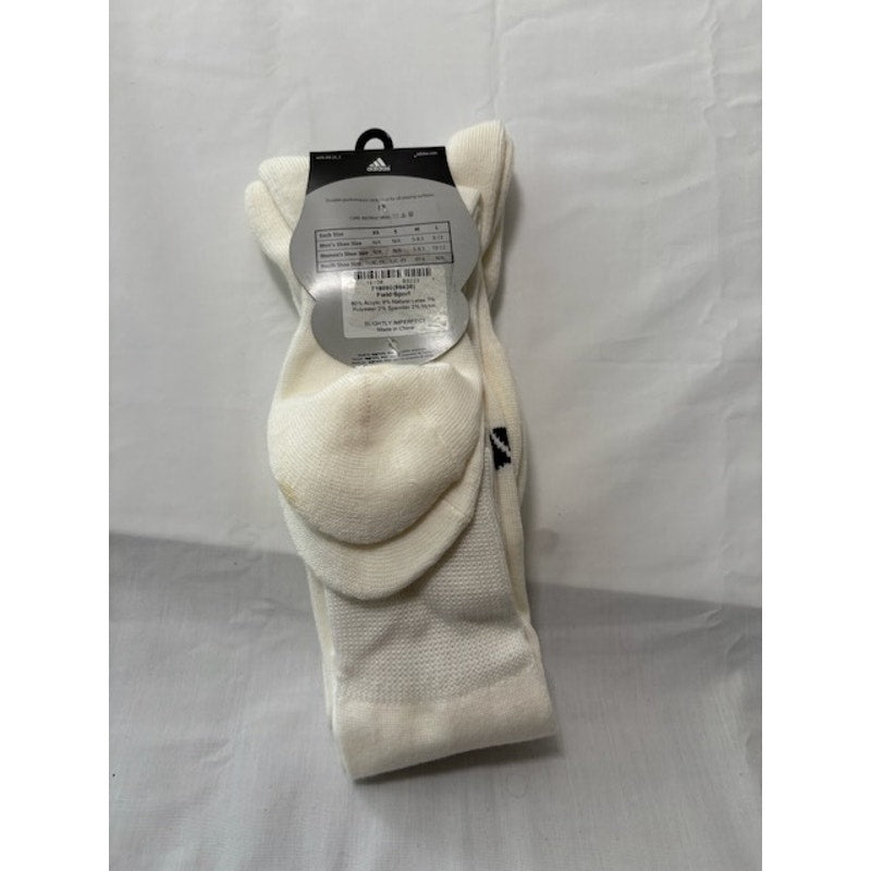 2 Pairs Adidas Soccer Socks Over The Calf White/Black Mens Shoe Size M 5-8.5