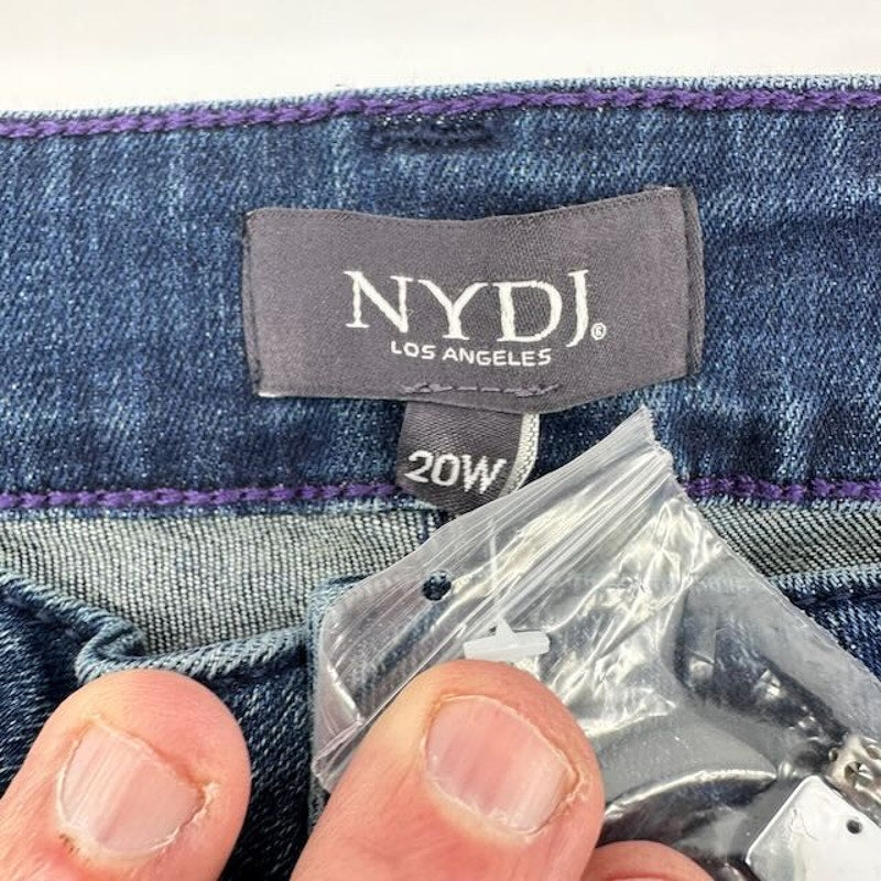 NYDJ Ami Skinny Ankle Jeans Embellished Beaded Denim Pioneer Wash Womens 20W
