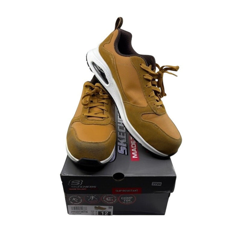 Skechers Uno SR Kolen Comp Toe Shoes Slip-Resistant Lace-Up Wheat Mens Size 12