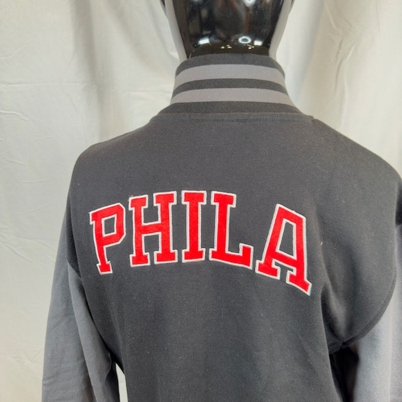 Mitchell & Ness NBA Philadelphia 76ers Varsity Jacket Front Zip Black Mens L