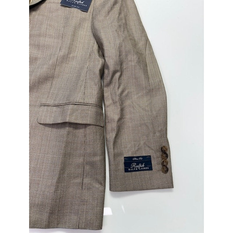 Ralph by Ralph Lauren Blazer Houndstooth Two Button Tan/Blue Mens Size 42L