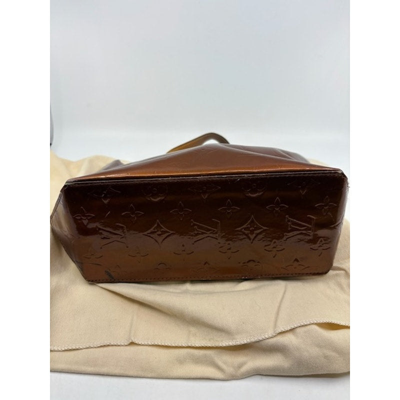 LOUIS VUITTON Reade PM Vernis Leather Monogram Tote Shoulder Bag Purse Bronze