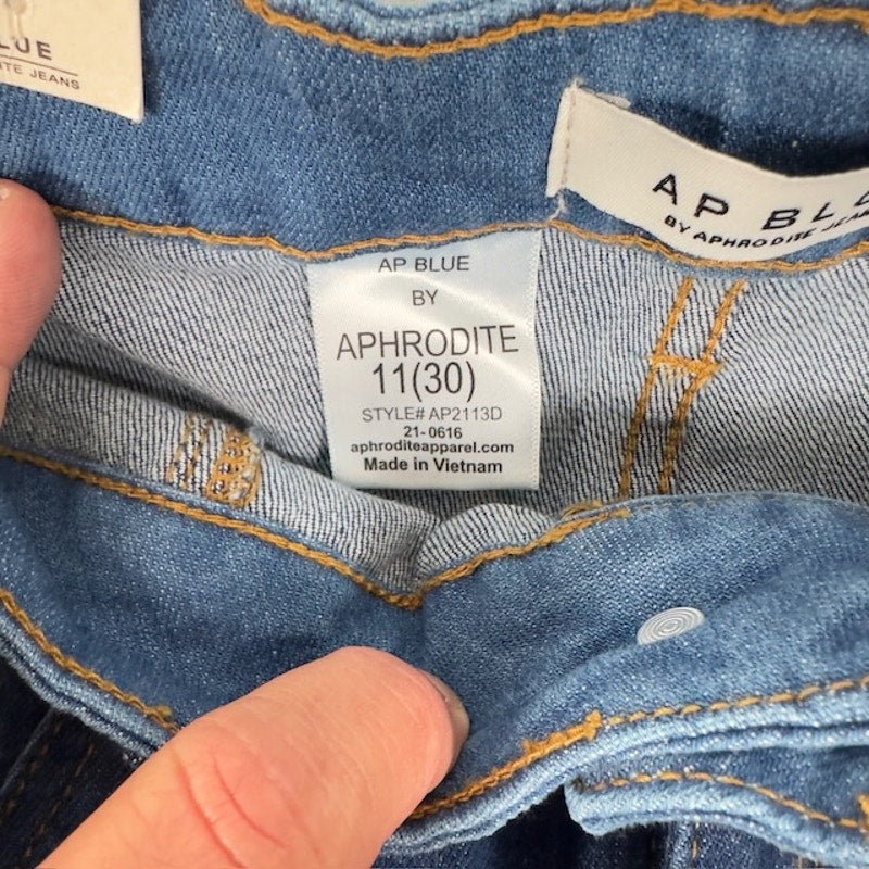 AP Blue by Aphrodite High Waisted Distressed Flare Jeans Cut Outs Blue 30