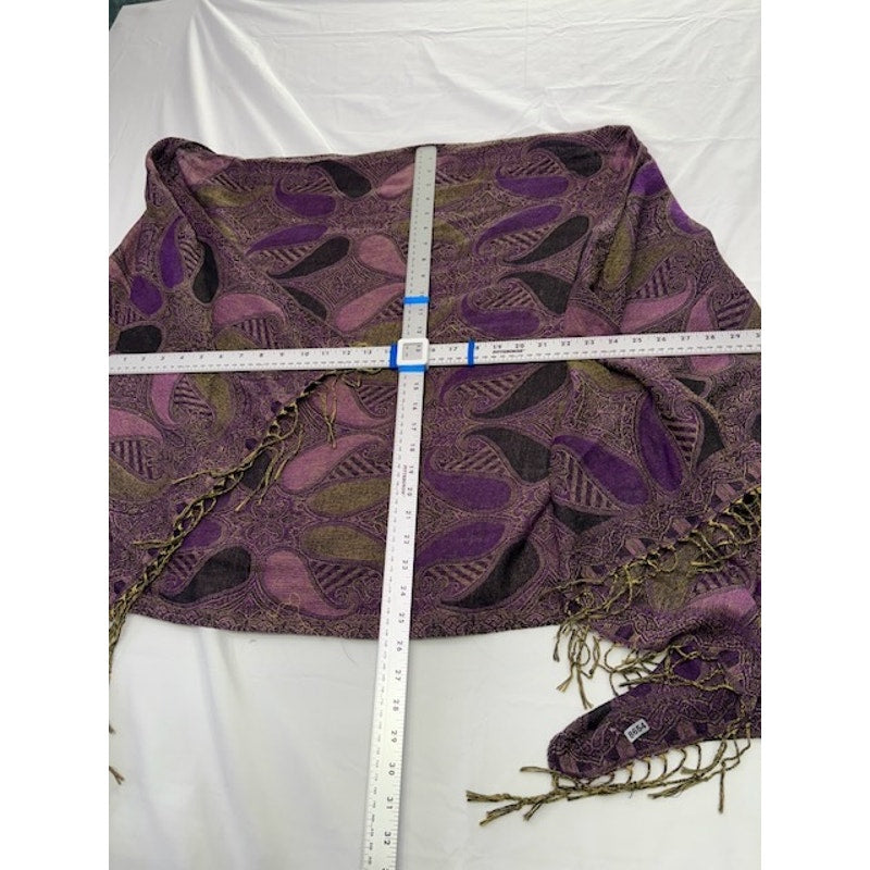 Fringe Tassel Scarf Shawl Wrap Boho Pattern Lightweight Paisley Purple One Size