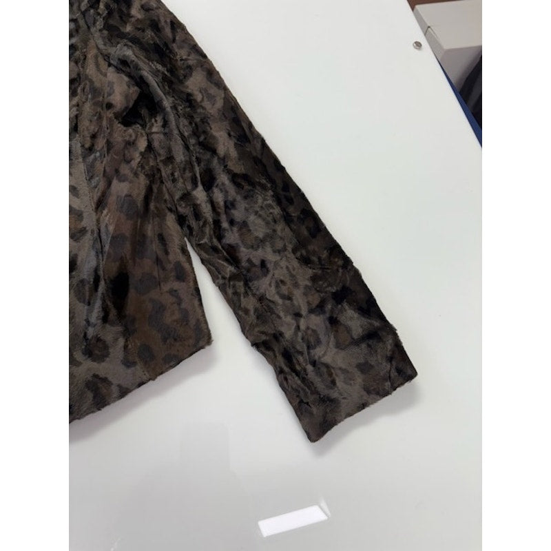 Brooks Brothers Faux Calf Hair Animal Print Jacket Brown/Black Womens Size 8
