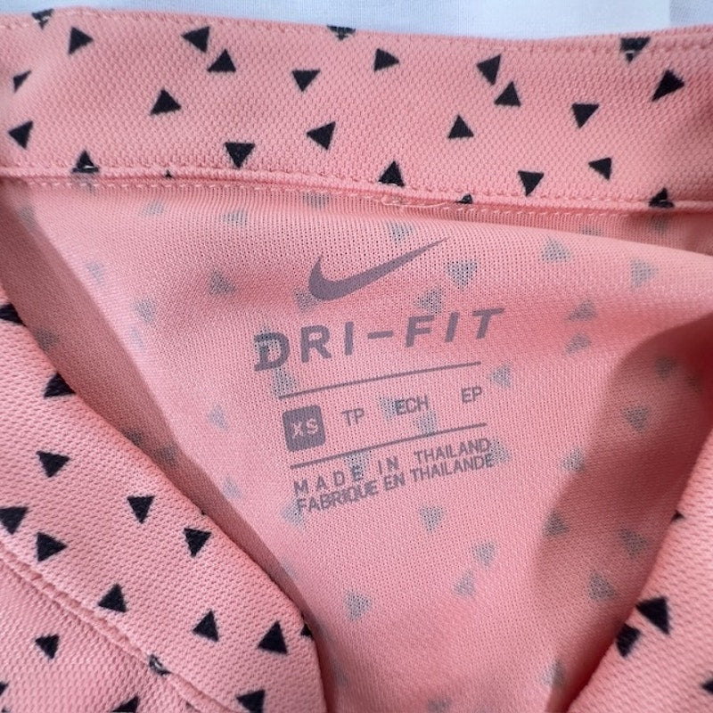 Nike Dri-FIT Victory Sleeveless Golf Polo Printed V-Neck Pink Womens XS