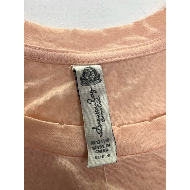 American Rag Cie Babydoll Top Short Sleeve Cotton Peach Womens Size Small
