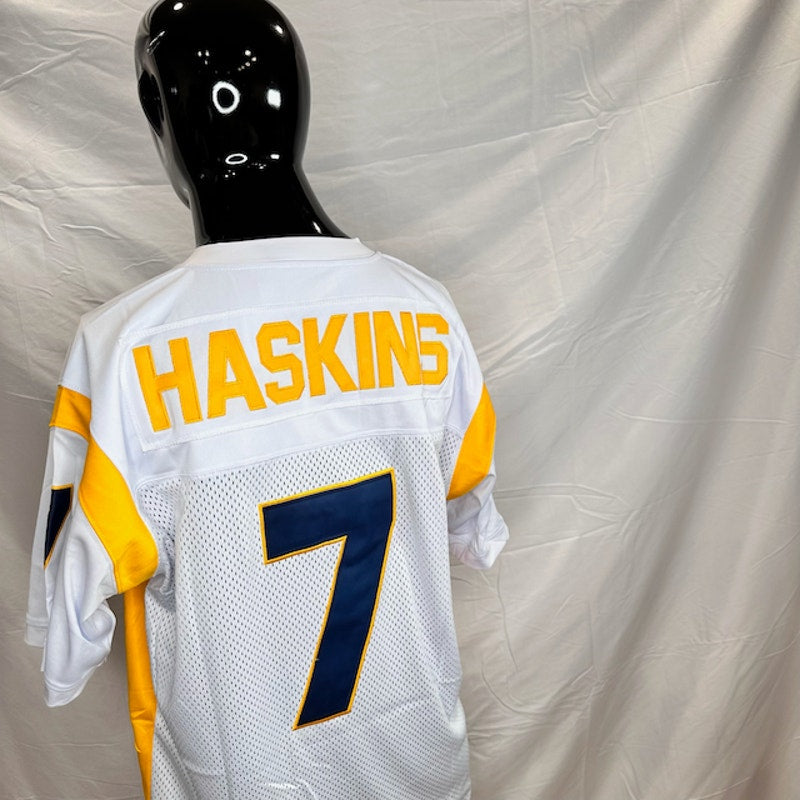 Headgear Classics Dwayne Haskins Bullis #7 Football Jersey White Yellow Size L