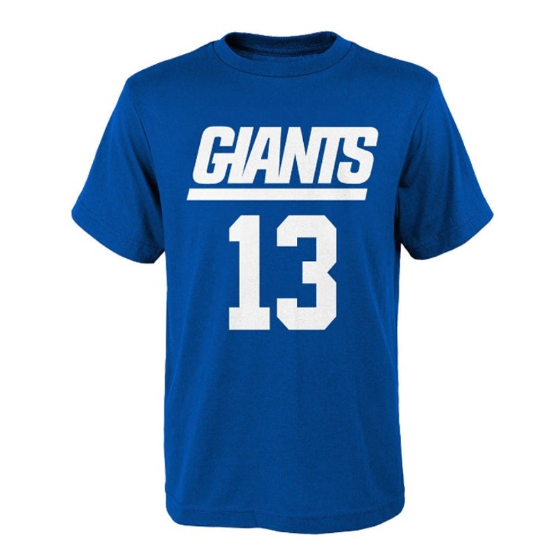 NFL Odell Beckham Jr New York Giants T-Shirt Crew Neck Royal Blue Mens Size XL