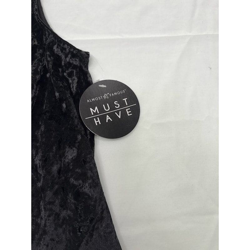 Crave Fame by Almost Famous Velvet Sleeveless Pullover Top Black Womens M