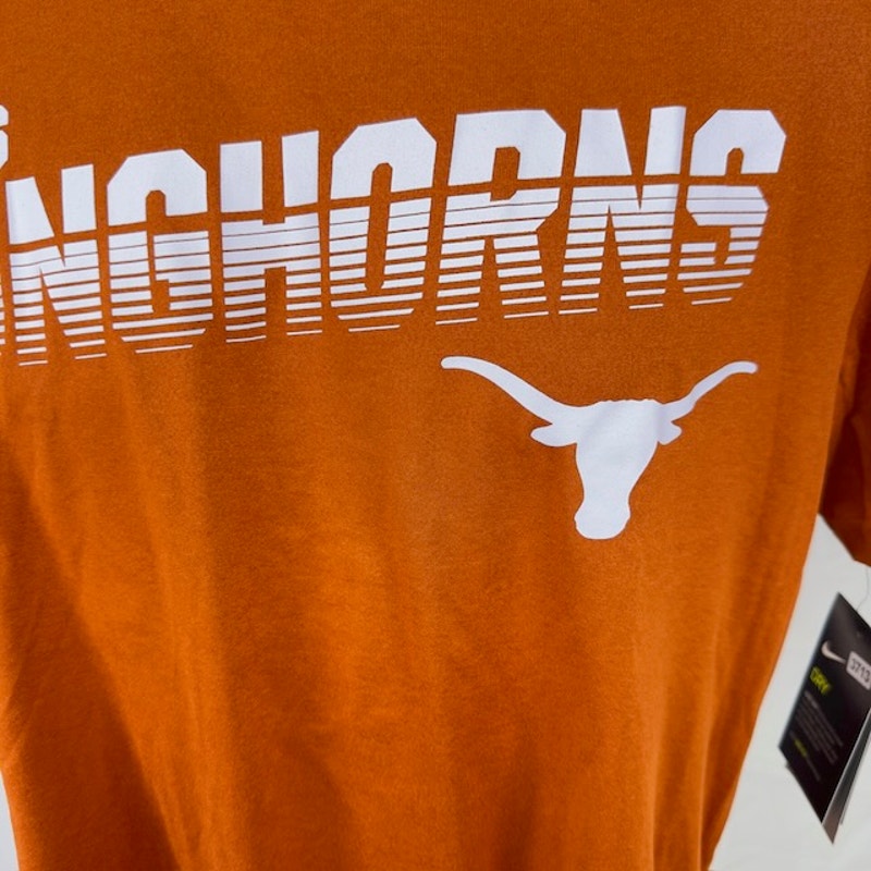 Nike Texas Longhorns T-Shirt Crew Neck Chest Logo Dri Fit Orange Mens Size M