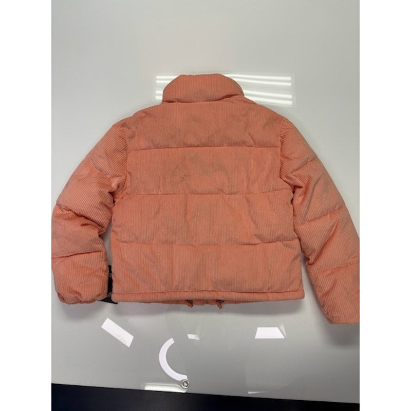Collection B Cropped Corduroy Puffer Coat Full Zip Blush Womens Size XS