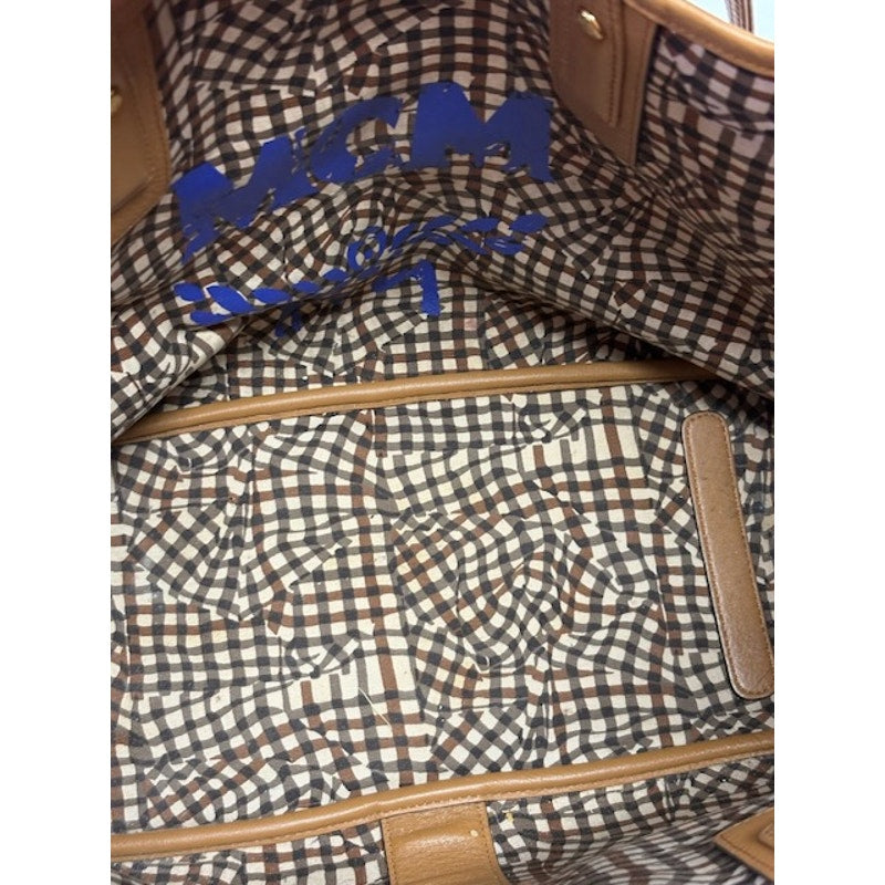 MCM Liz Reversible Visetos Cognac Shopper Tote Bag With Wallet Set Brown Large