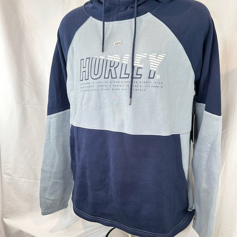 Hurley Onshore Blocked Pullover Hoodie Regular Fit Obsidian Blue Mens Size M