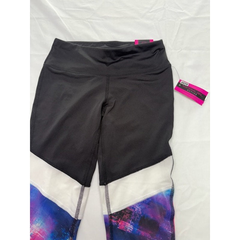 Material Girl Active Crop Leggings Colorblock Galaxy Print Black Womens XS
