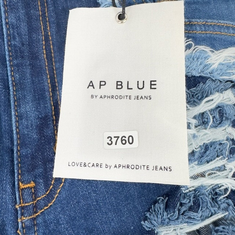 AP Blue by Aphrodite High Waisted Distressed Flare Jeans Cut Outs Blue 30