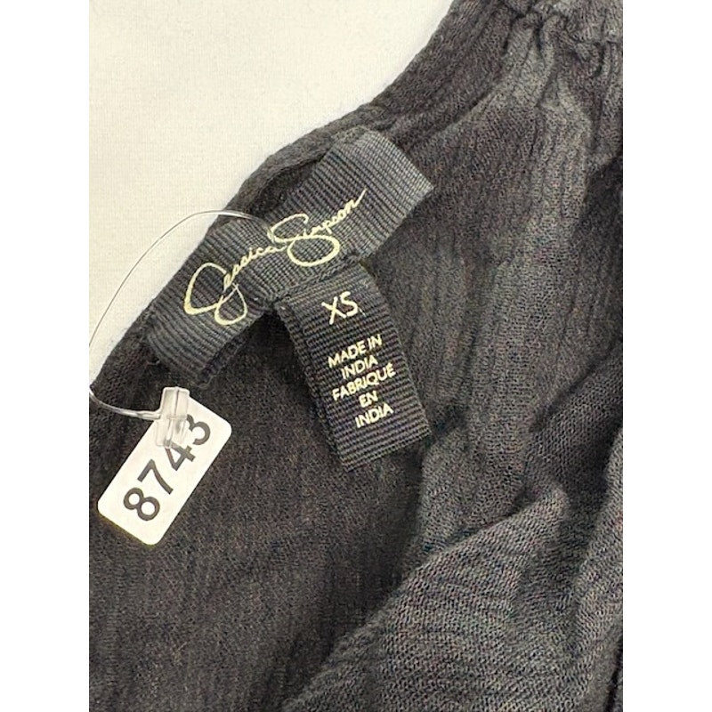 Jessica Simpson Cropped Top Long Sleeve Bell Cuff V-Neck Black Womens Sz XS