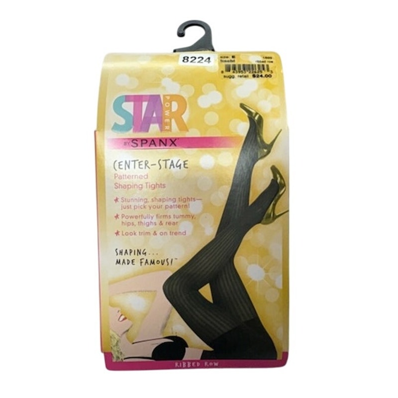 Star Power By SPANX Center-Stage Ribbed Row Shaping Tights Black Size E