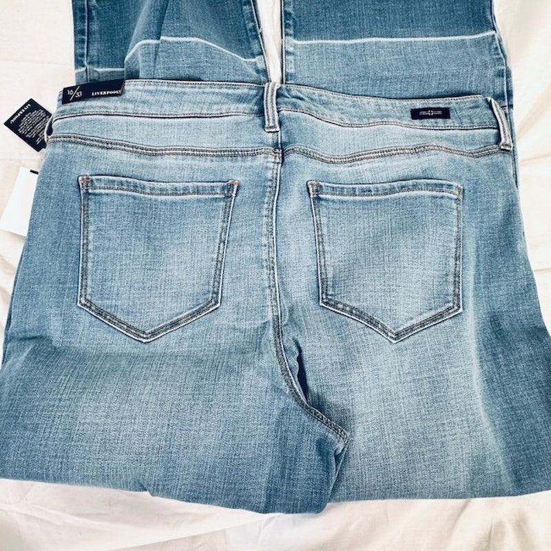 Liverpool Carter Crop Straight Jeans Release Hem Denim Blue Womens Size 16