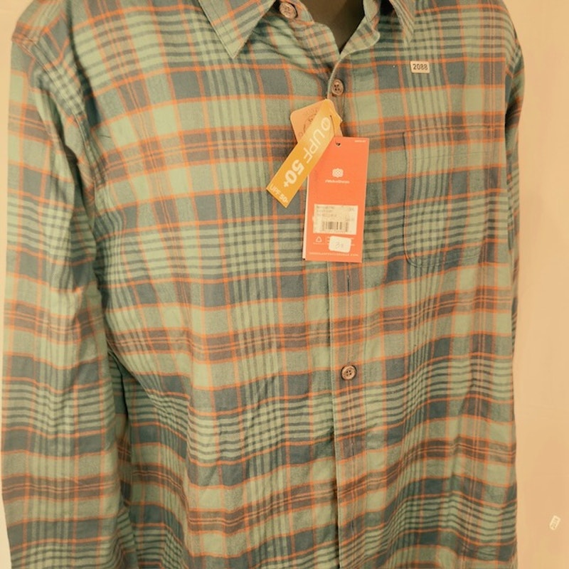 Sherpa Adventure Gear Rudra Shirt Button Down Plaid Neelo Blue Mens Size XXL