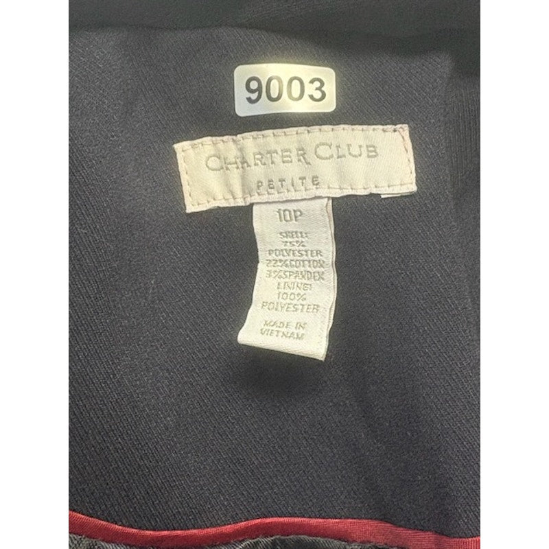 Charter Club Blazer Two Button Front Notched Lapel Navy Blue Womens Size 10P