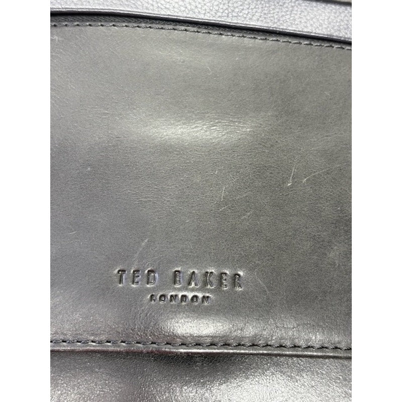 Ted Baker London Leather Briefcase Messenger Bag Laptop Work Satchel Black Mens
