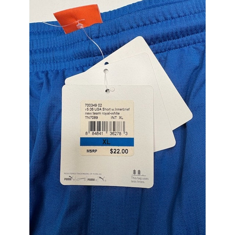 Puma Athletic Sports Shorts Elastic Waist Pull-On Blue/White Mens Size XL