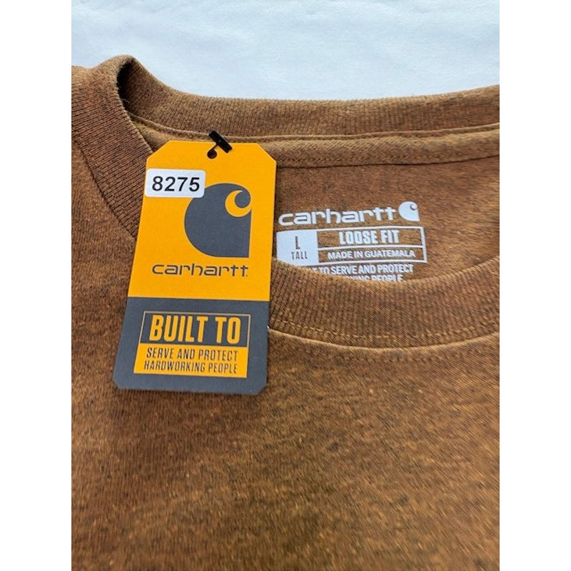Carhartt Workwear T-Shirt Loose Fit Short Sleeve Brown Mens Size L Tall