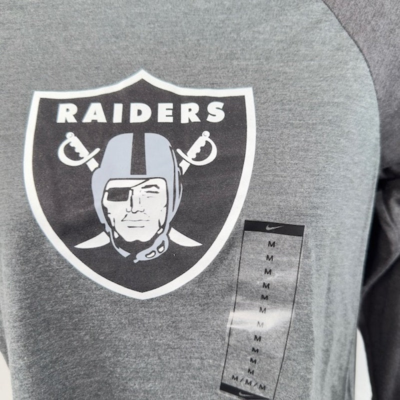 Nike NFL Las Vegas Raiders Tri-Blend Raglan 3/4-Sleeve T-Shirt Gray Womens M