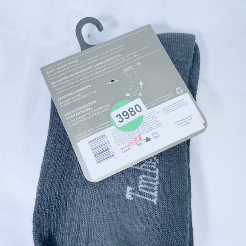 Timberland Ribbed Novelty Crew Socks  Wool Blend Black Mens Size US 9-12