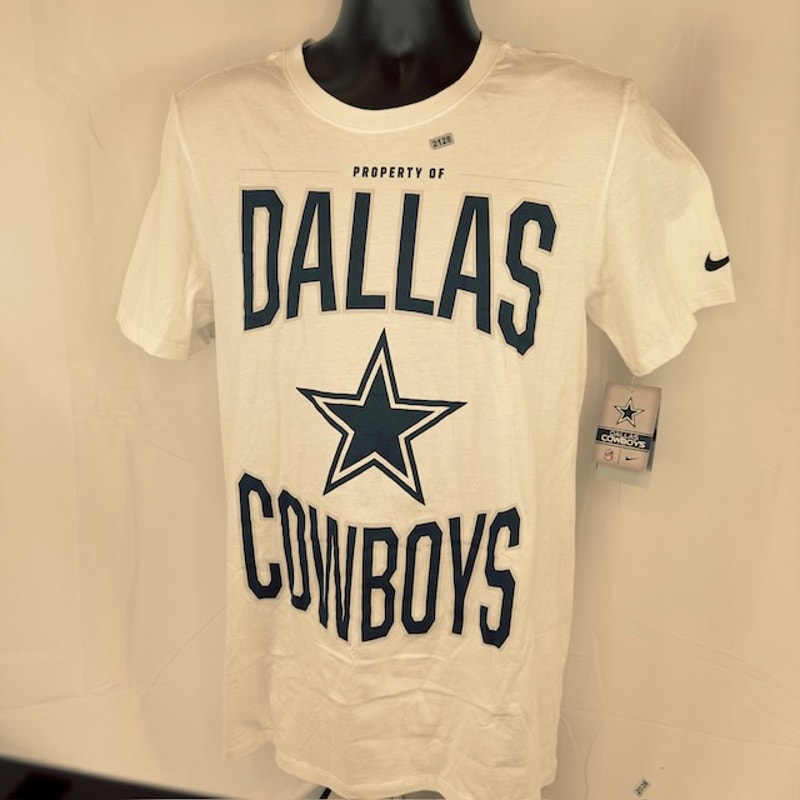 Nike Dri-FIT NFL Property Of Dallas Cowboys Crew Neck T-Shirt White Mens Size S