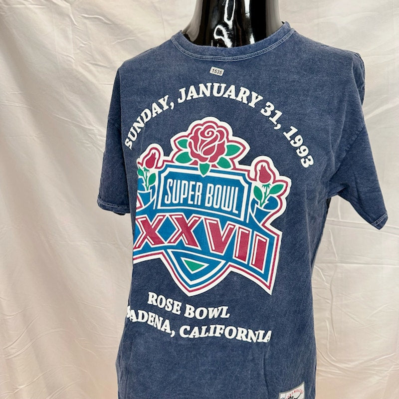 Mitchell & Ness NFL SB XXVI Logo Tee Super Bowl Logo Crewneck Navy Blue Size L