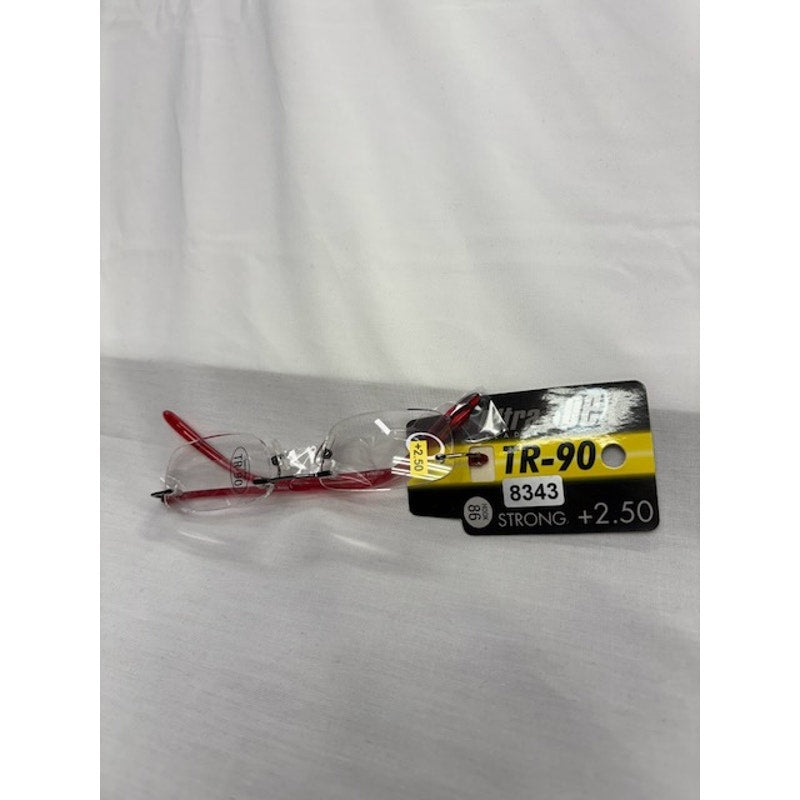 Ultra Spex Rimless TR-90 Reading Glasses +2.50 Strong Lightweight Red Frame