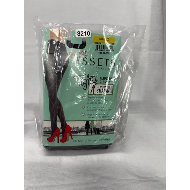Assets By Sara Blakey Flipside Diamond Shaper Tights Black Womens Size 2