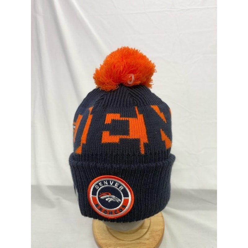 New Era Denver Broncos 2020 Sport Pom Cuffed Knit Hat Navy Orange Adult OSFM