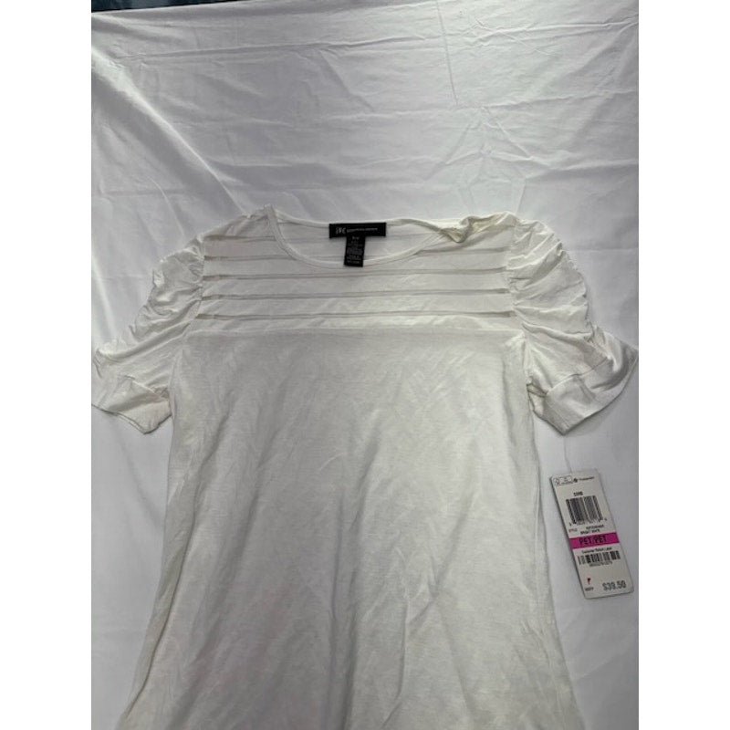 INC International Concepts Petite Ruched Illusion Top Bright White Petite