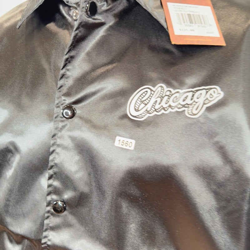 Mitchell & Ness Chicago Bulls Doodle Coaches Jacket Snap Satin Black Size Large