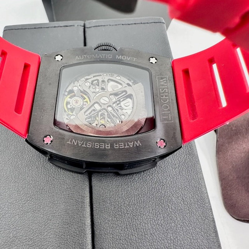 Wishdoit Watches The Pioneer Wrist Watch Stainless Steel Black Red Strap OS