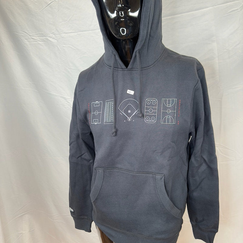 Mitchell & Ness Branded Essentials Print Hoodie Fleece Pullover Black Size Small