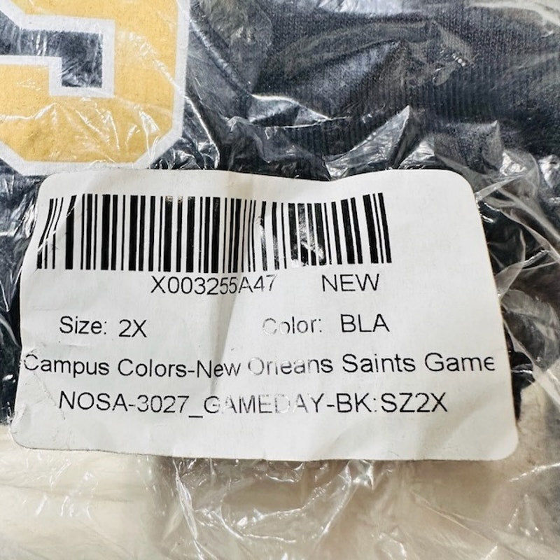 Campus Colors New Orleans Saints Game Day Hoodie Sweatshirt Black 2X