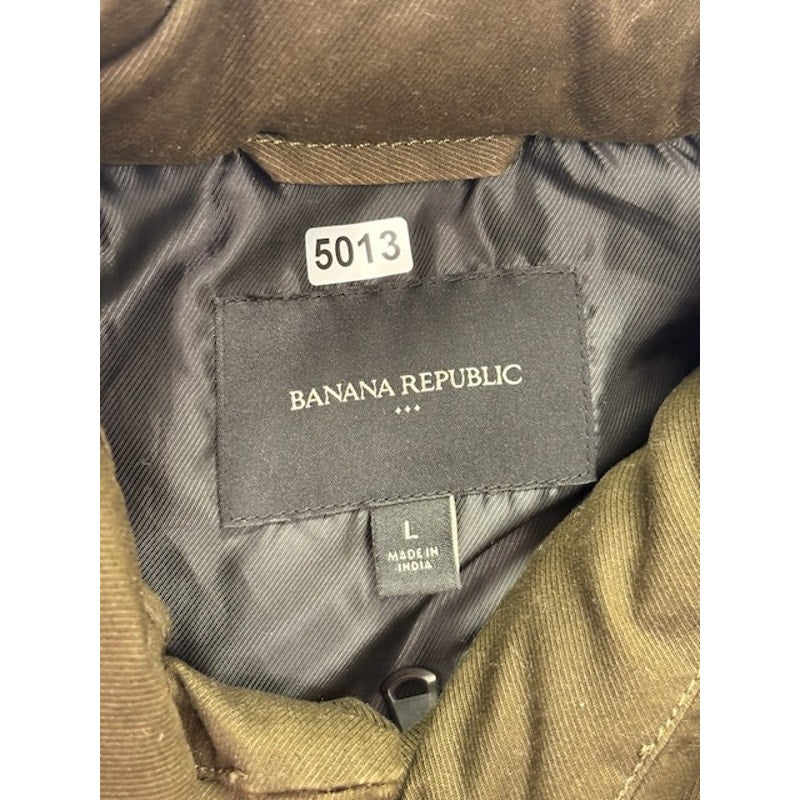 Banana Republic Puffer Vest Full-Zip Button-Up Pocket Front Tan Mens Size L