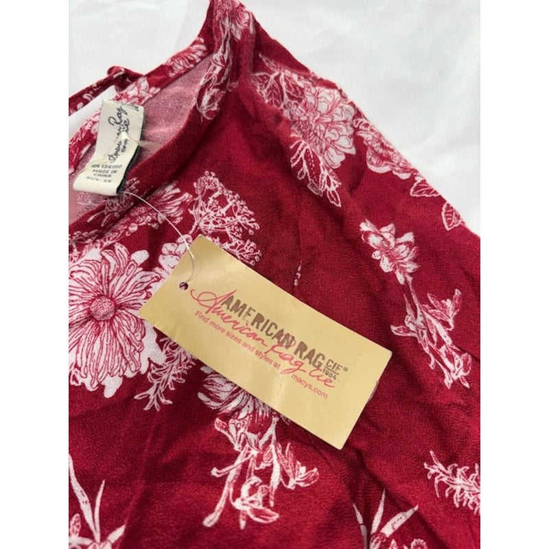 American Rag Cie High-Low Floral-Print Peasant Top Biking Red Combo Size XS